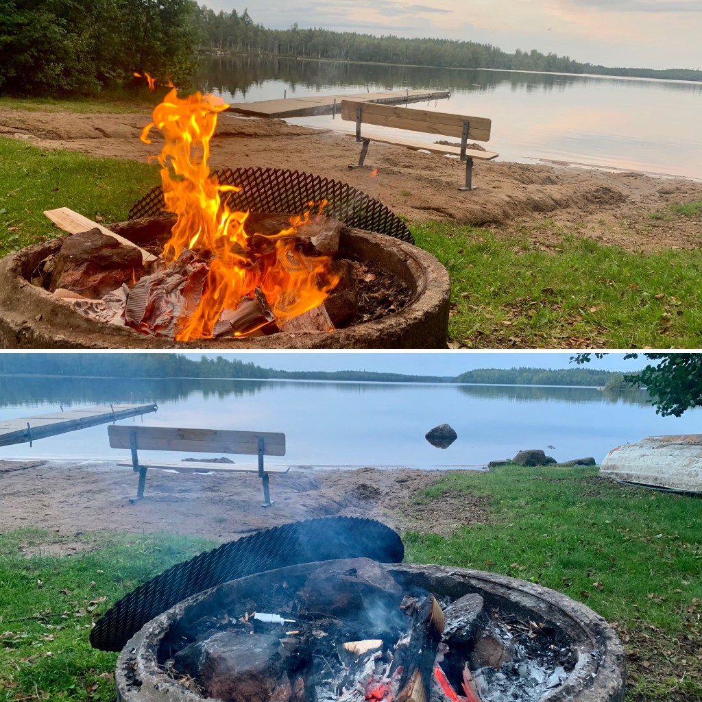 2022-08-27 fastlandet, 2 loppisar, fricamping, nytt försök med pizza