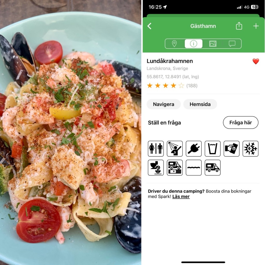 2022-08-15 Landskrona, Lundåkrahamnen, vurpa å ett middags besök på Idas&nbsp;brygga